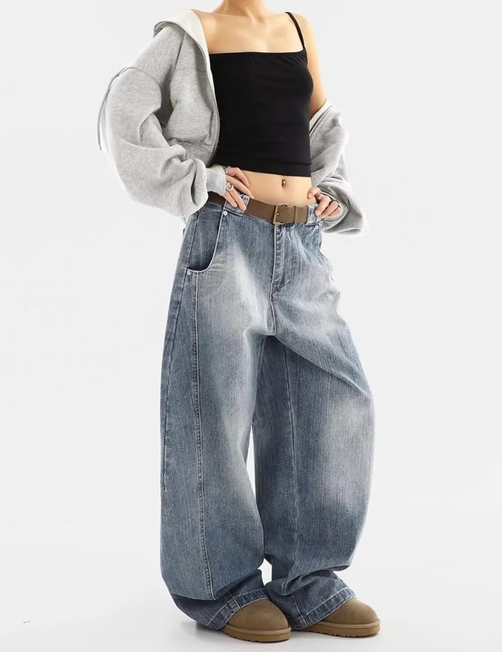 Barrel Baggy Jeans for Women Men Wide Leg Low Rise Jeans Loose Oversized Boyfriend Pants Aesthetic Clothes