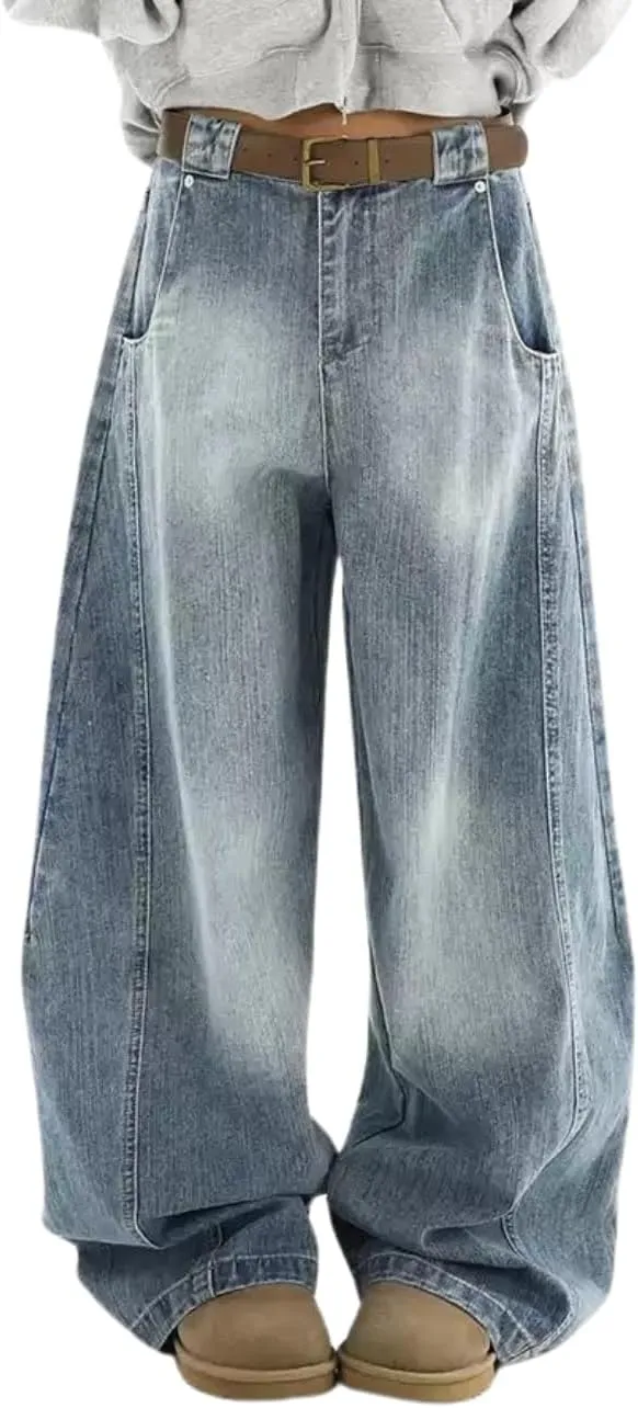 Barrel Baggy Jeans for Women Men Wide Leg Low Rise Jeans Loose Oversized Boyfriend Pants Aesthetic Clothes