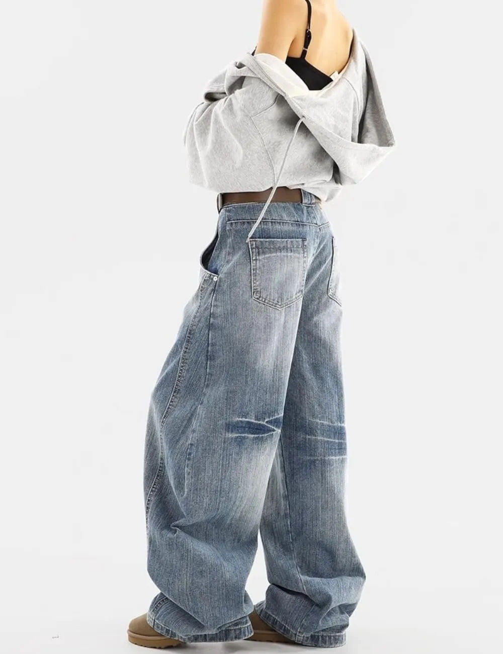 Barrel Baggy Jeans for Women Men Wide Leg Low Rise Jeans Loose Oversized Boyfriend Pants Aesthetic Clothes