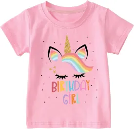 Birthday Girl Shirt 2nd 3rd 4th 5th 6th 7th Girls Birthday T-Shirts Toddler Mermaid Unicorn Cotton Short Sleeve Tee Tops