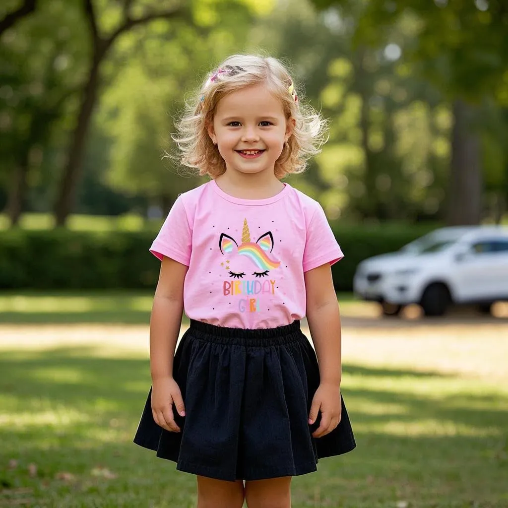 Birthday Girl Shirt 2nd 3rd 4th 5th 6th 7th Girls Birthday T-Shirts Toddler Mermaid Unicorn Cotton Short Sleeve Tee Tops