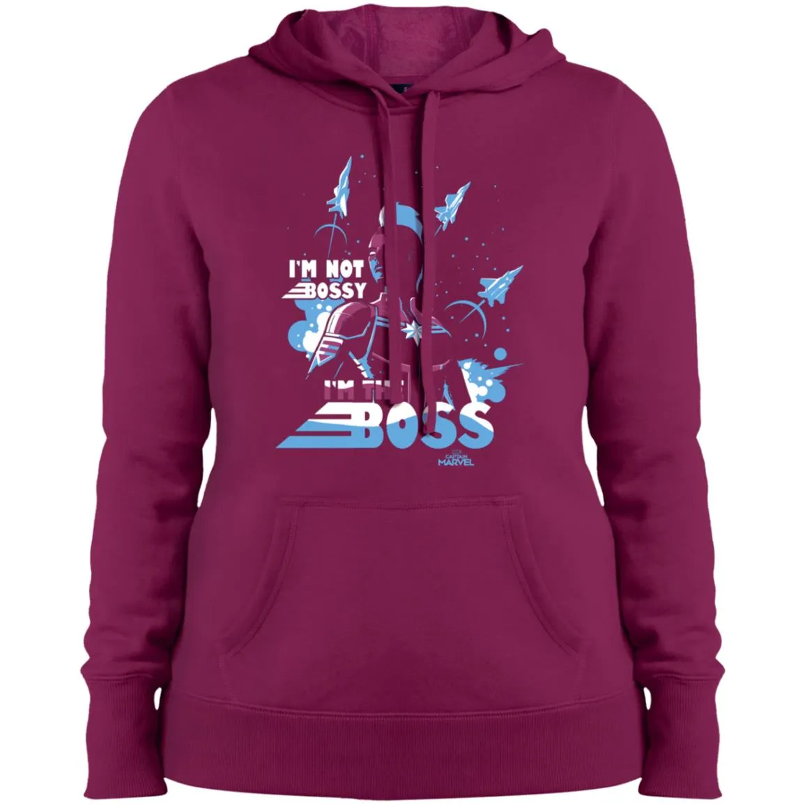 Captain Marvel I'm The Boss Space Blue Red Women Hooded Sweatshirt