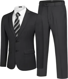 COOFANDY Men's 2 Piece Suits Classic Fit 2 Button Dress Suits Tuxedo Jacket Blazer for Wedding Business Dinner Prom