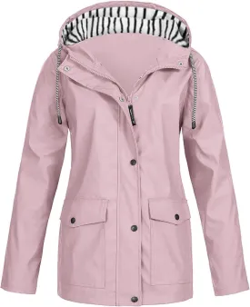 COTECRAM 2025 Women's Waterproof Rain Jacket with Hood Lightweight Outdoor Raincoat Long Hooded Trench Coats Windbreaker