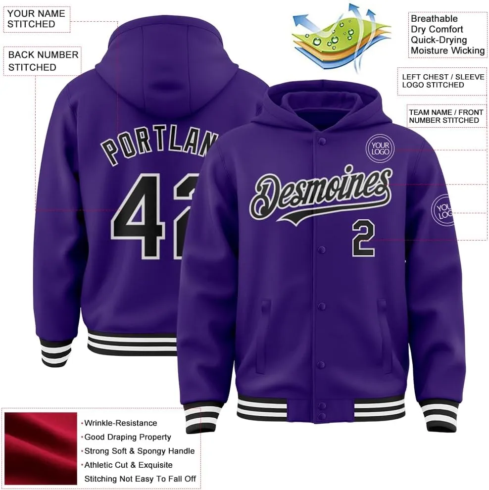 Custom Baseball Hoodie Jackets Men Women Youth Personalized Varsity Letterman Jackets Stitched Name Number Logo
