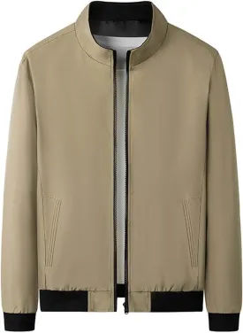 Finelylove Mens Lightweight Jackets Zip Up Windbreaker Stand Collar Business Casual Light Golf Jacket with Pockets
