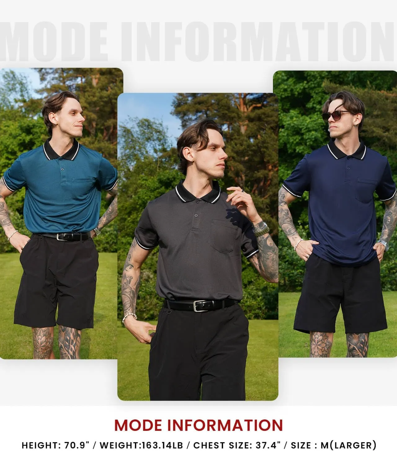 GEEK LIGHTING 3 Pack Mens Polo Shirts Short Sleeve Athletic Polo for Men Casual Moisture Wicking T-Shirts with Pocket