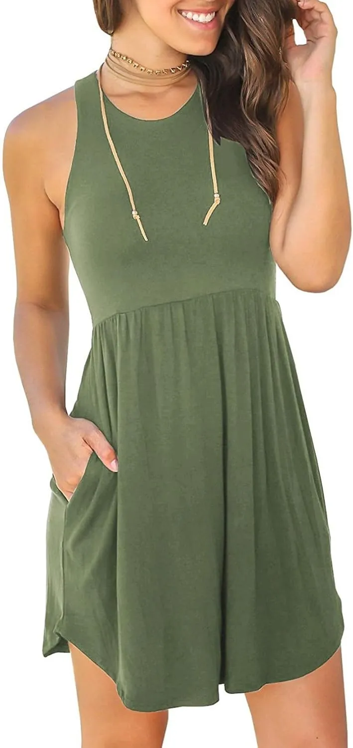 HiMONE Vacation Dresses for Women 2025 Summer Dress Women's Casual Sundresses Casual Beach Petite Sun Dress XS-2XL