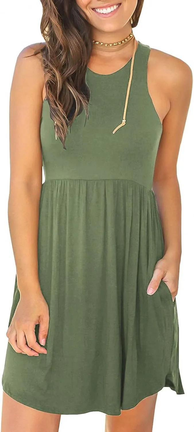 HiMONE Vacation Dresses for Women 2025 Summer Dress Women's Casual Sundresses Casual Beach Petite Sun Dress XS-2XL