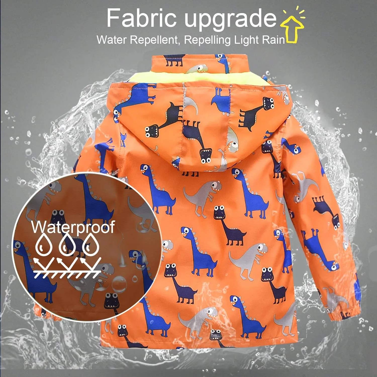 HZXVic Toddler Boys Raincoat Waterproof,Lightweight Kids Rain Poncho Jacket Windbreaker Outwear Coat