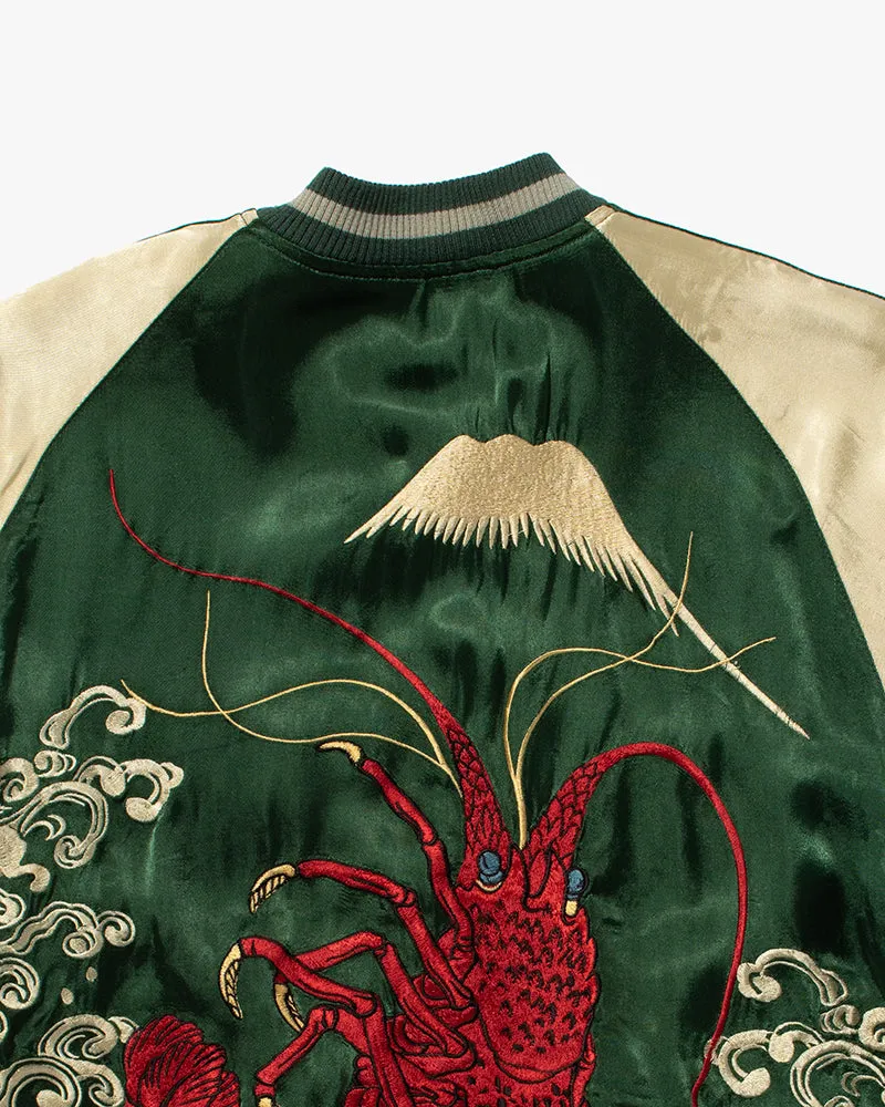 Japanese Repro Souvenir Jacket, Green with Lobsters