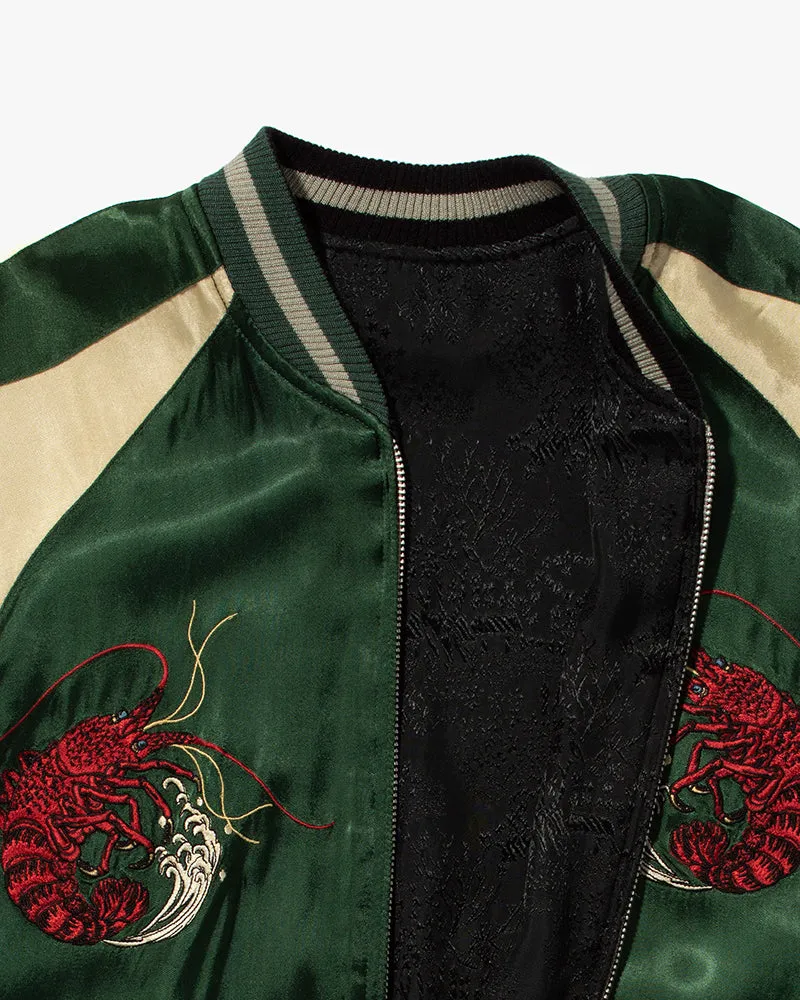 Japanese Repro Souvenir Jacket, Green with Lobsters