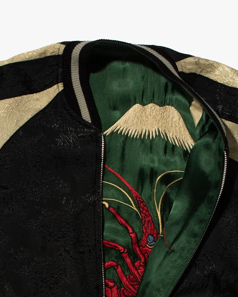 Japanese Repro Souvenir Jacket, Green with Lobsters