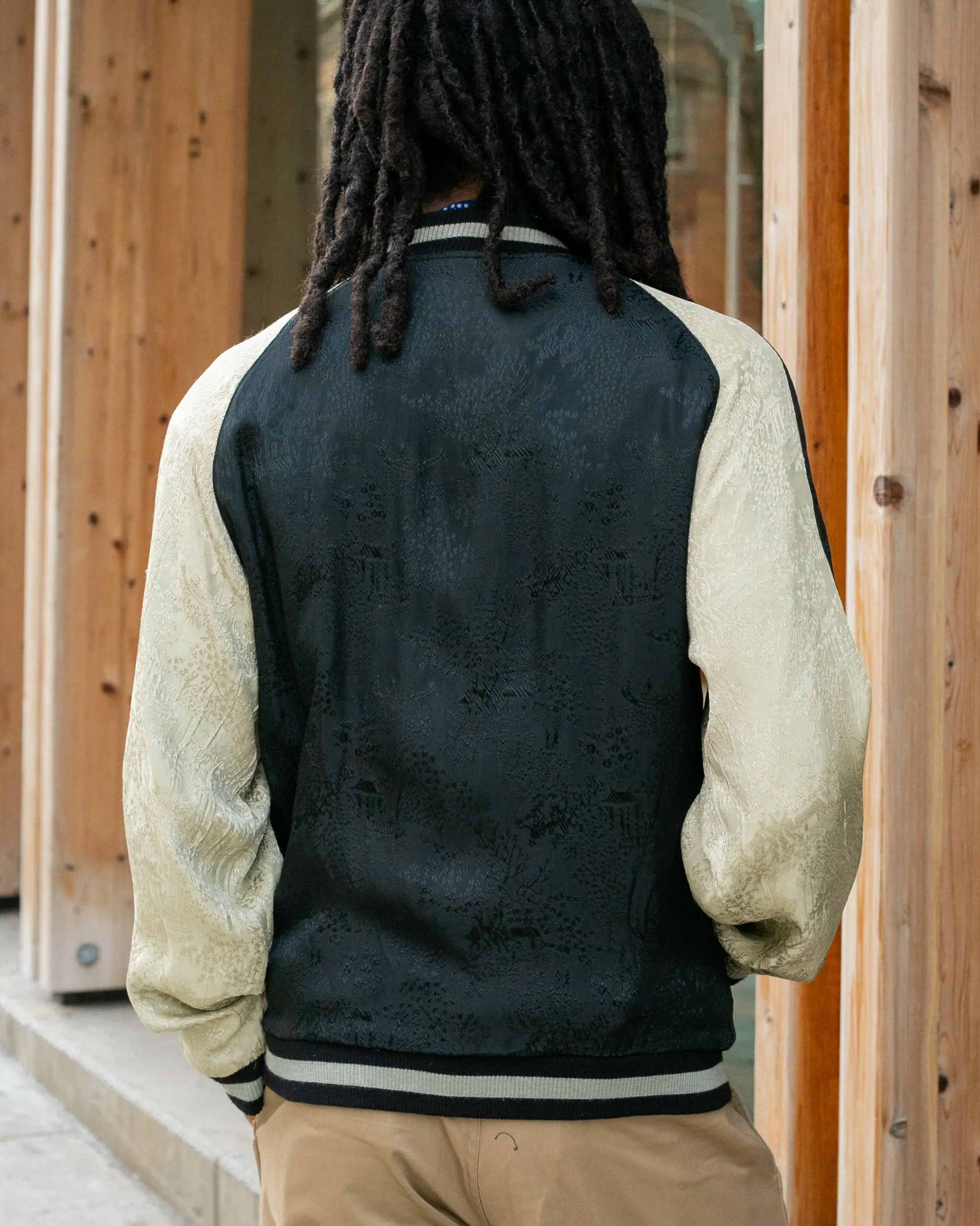 Japanese Repro Souvenir Jacket, Green with Lobsters