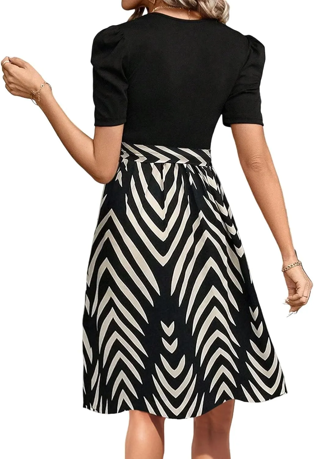 Long Floral Dresses for Women Short Sleeve Elegant Boho Tie Belted Empire Waist Patchwork Modest Flowy Maxi Dress