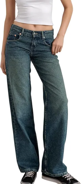 Low Rise Baggy Jeans for Women Y2K Low Waisted Straight Leg Trendy Bootcut Jeans Teen Girls Casual Loose Fit Boyfriend Jeans