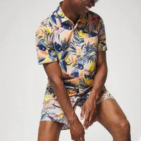 Men Cartoon Printed Short Sleeve Shorts Suit