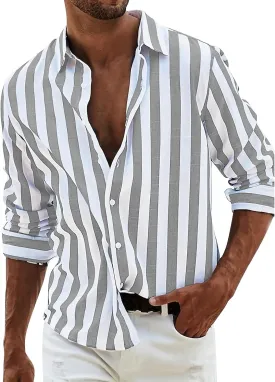 Mens Cotton Linen Henley Shirts Roll-up Long Sleeve Hip Hop Casual Quarter Button Summer Yoga Beach Vacation Tops