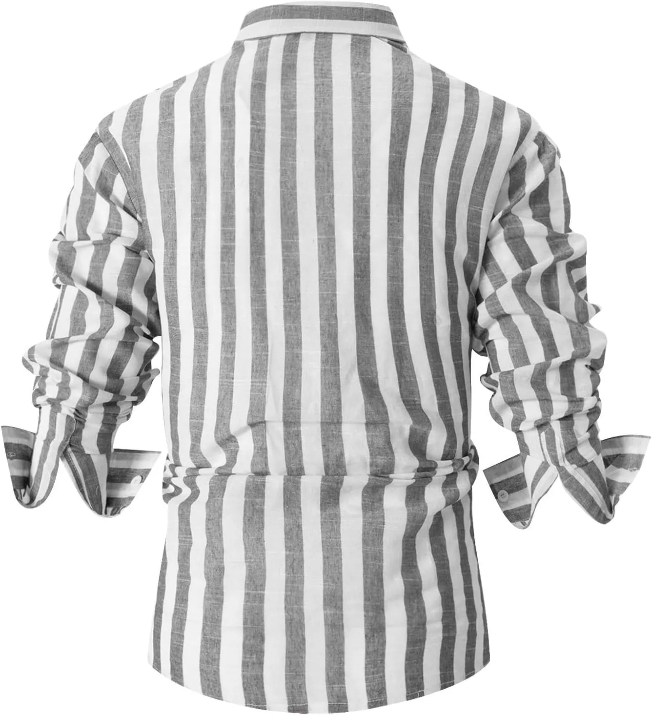 Mens Cotton Linen Henley Shirts Roll-up Long Sleeve Hip Hop Casual Quarter Button Summer Yoga Beach Vacation Tops