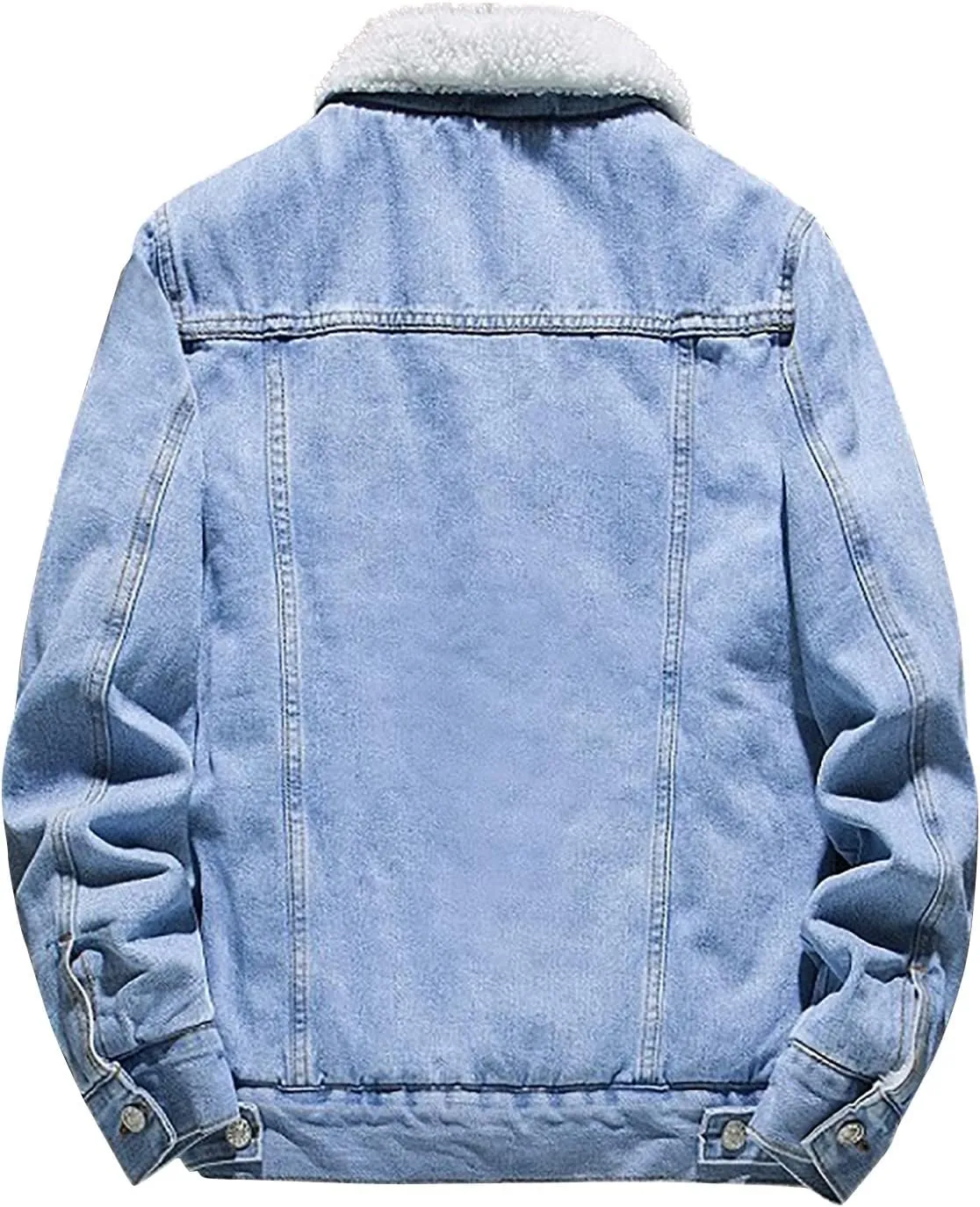 Mens Denim Jacket Winter Lapel Sherpa Fleece Lined Thicken Casual Stylish Warm Button Trucker Jean Jackets Coats, L-6XL