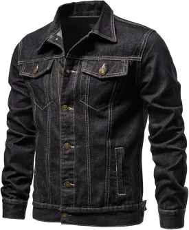 Men's Denim Jackets Solid Classic Multi-Pocket Loose Casual Trendy Jackets