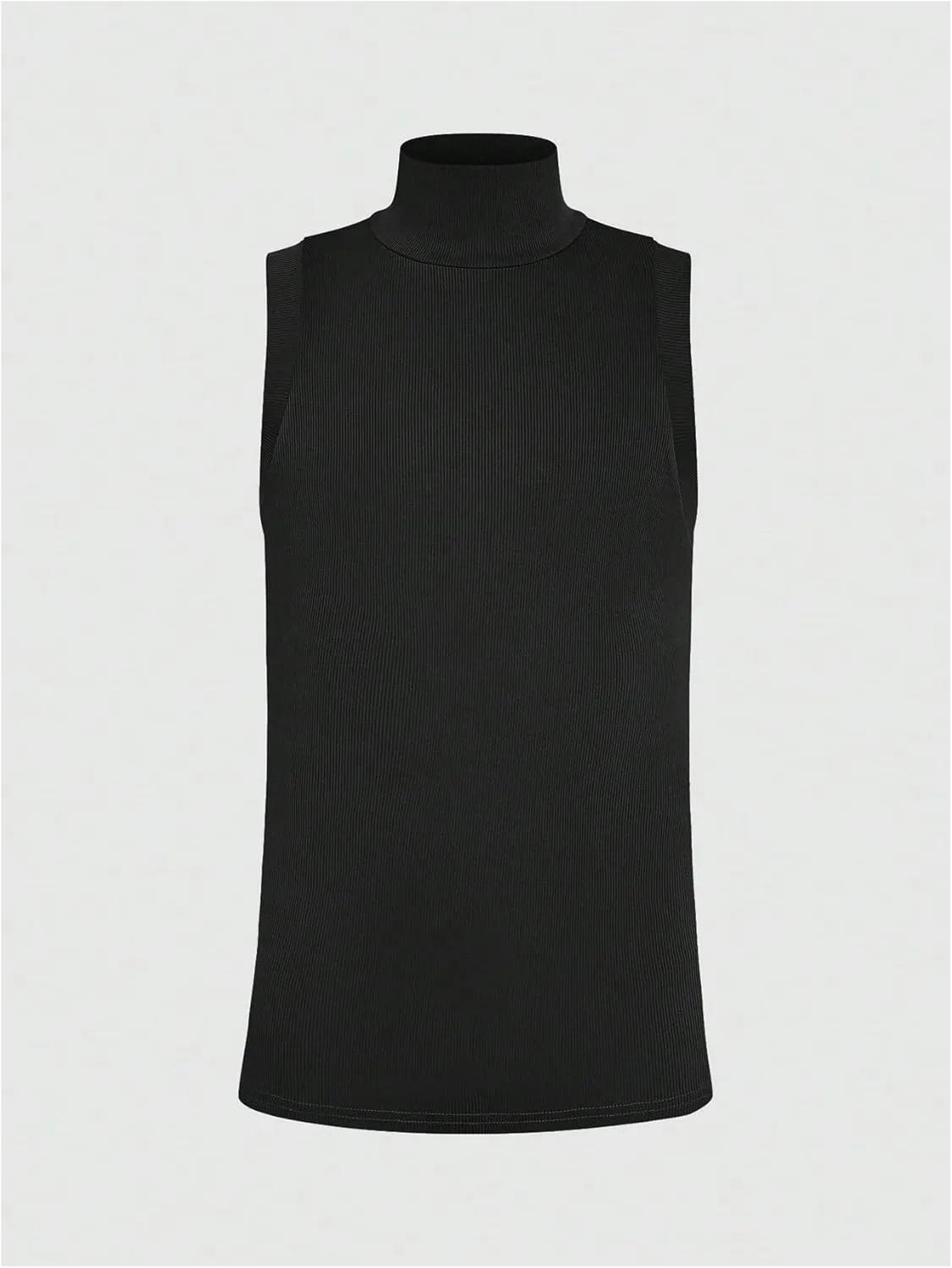 Men's Mock Turtleneck Tank Tops Ribbed Knit Slim Fit Sleeveless Shirts Casual Basic Tee Shirts