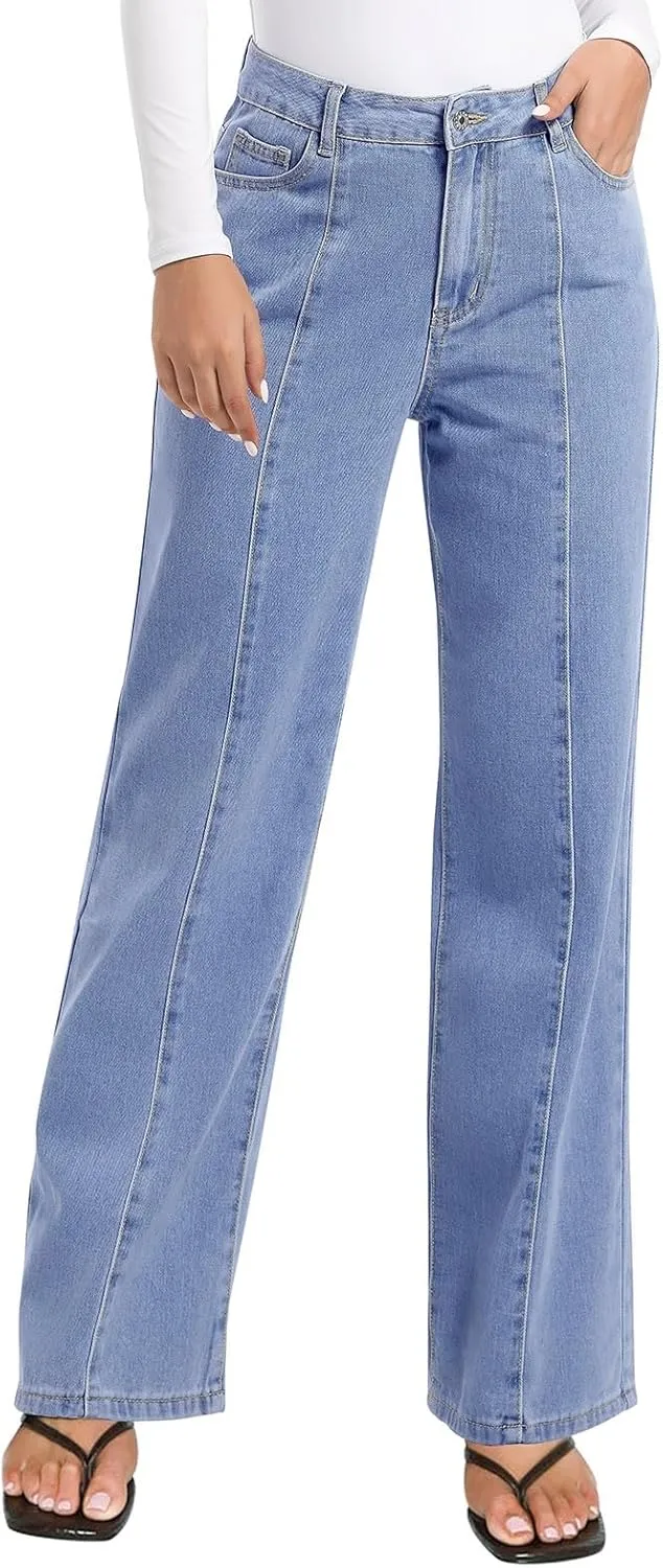 NIMIN Wide Leg Jeans for Women High Waisted Baggy Denim Pants Straight Leg Casual Jeans with Pockets