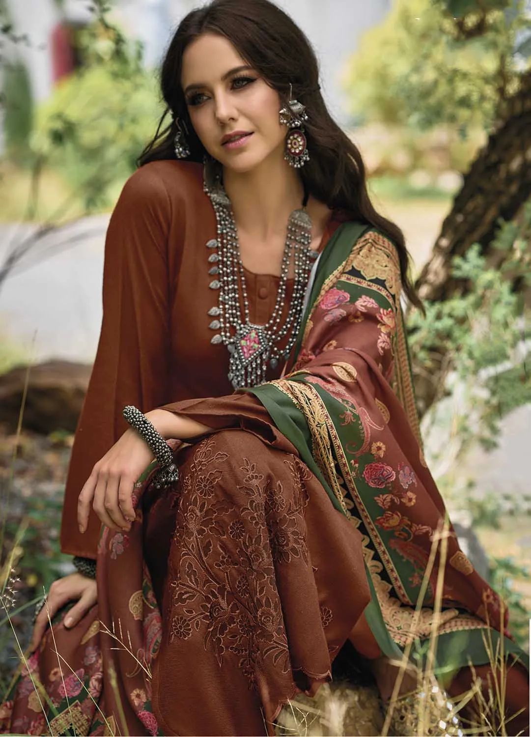 Pure Pashmina Unstitched Women Winter Suit Dress Materials