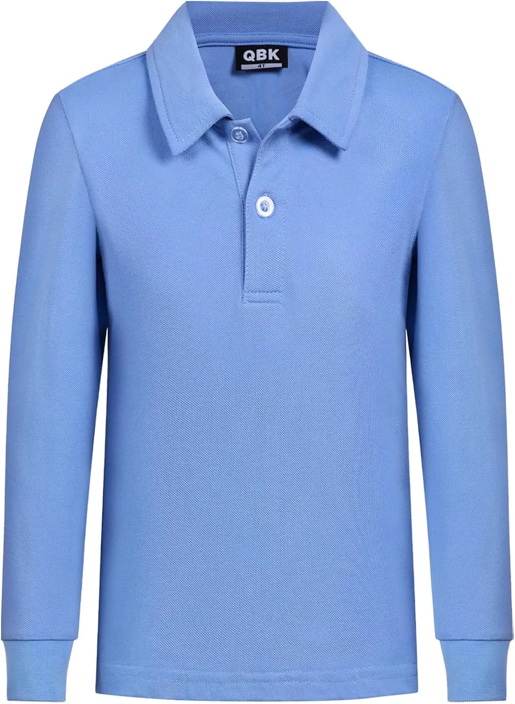 QBK Toddler to Youth Boys' School Uniform Pique Polo Shirts Kids Long Sleeve Collared Golf Shirt