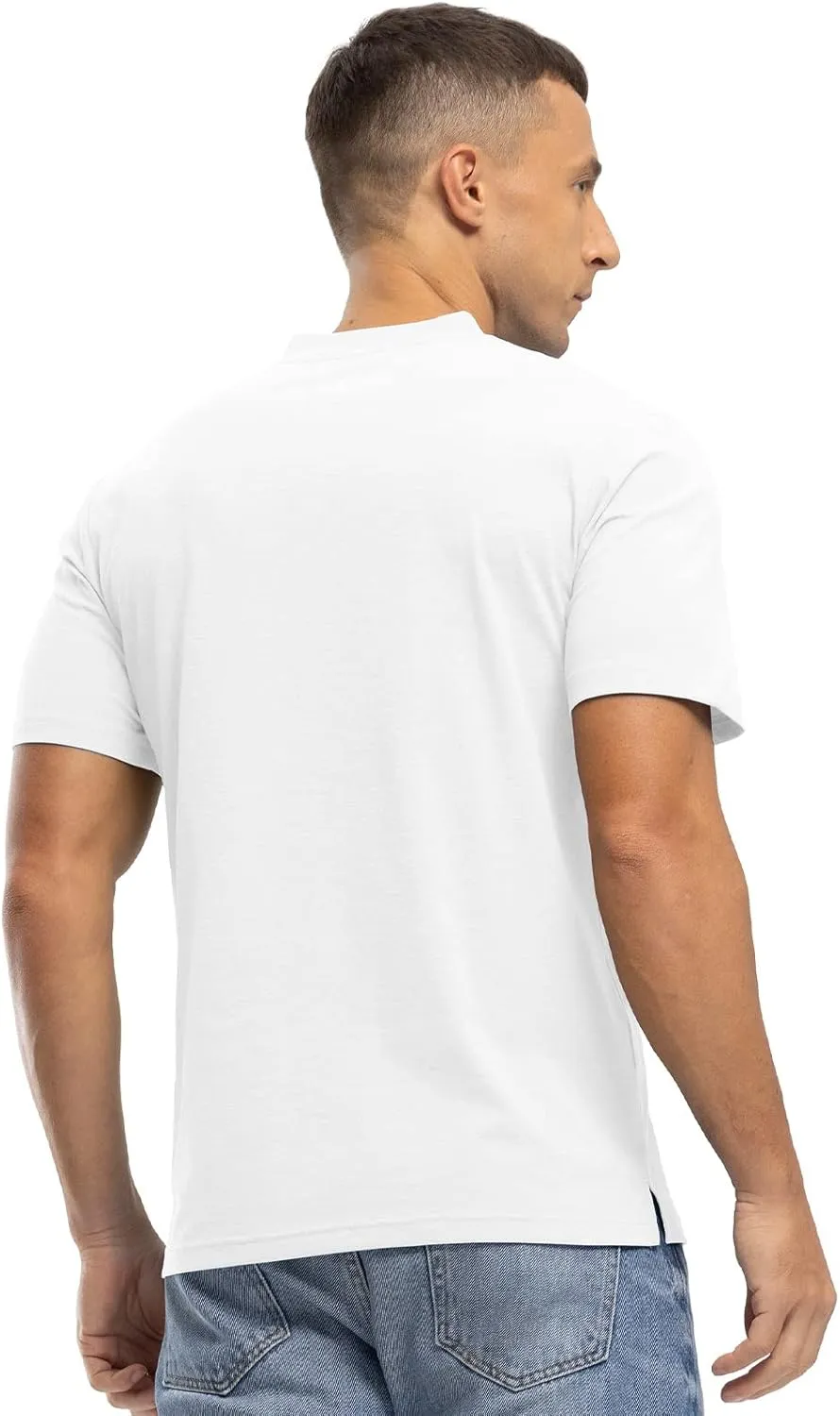 Rdruko Men's Golf Shirts Collarless Henley Dry Fit Athletic Casual Performance Blade Lightweight Polo T Shirts