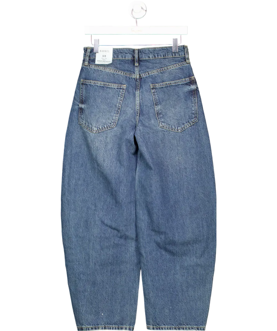 River Island Blue Barrel Jeans - Regular Length UK 6