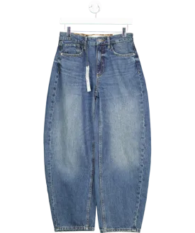 River Island Blue Barrel Jeans - Regular Length UK 6
