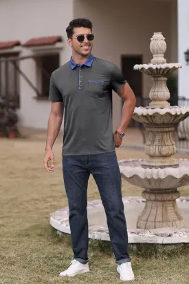 SEGANUP Men's Casual Collared Polo Shirts Cotton Short Sleeve Golf Shirts Fashion Basic Shirts with Pocket