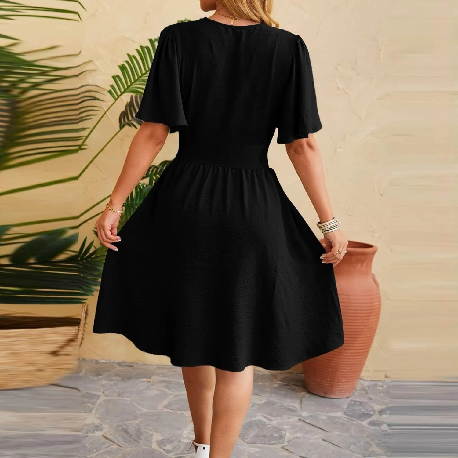 Summer Dresses for Women 2025 Sexy Date Night Cinched Waist Garden Party Concert Mini Brunch Trendy Short Sleeve Dress