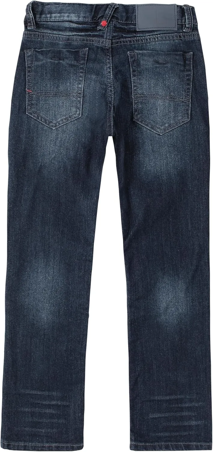 Tommy Hilfiger Boys' 5-Pocket Stretch Slim Straight Leg Denim Jean, Zipper Fly & Button Closure