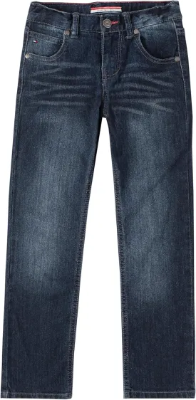 Tommy Hilfiger Boys' 5-Pocket Stretch Slim Straight Leg Denim Jean, Zipper Fly & Button Closure