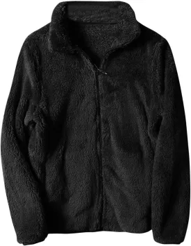 Women's Zip Up Sherpa Teddy Jacket Fuzzy Fleece Long Sleeve Soft Warm Coat Fashion Winter Outfits Clothes 2024